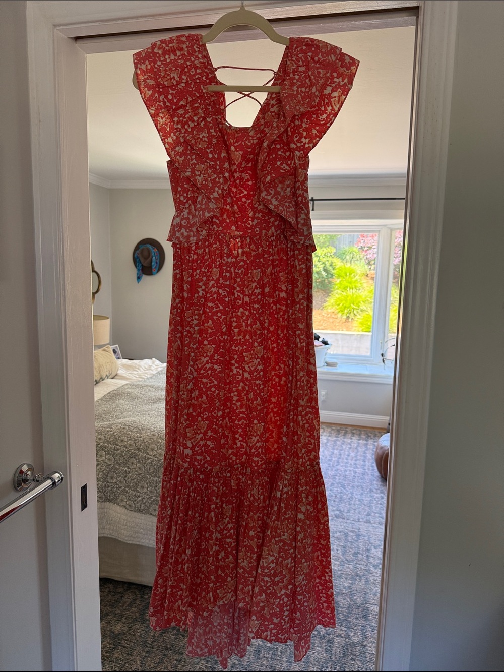 Ulla Johnson Coral Floral Ruffle Maxi Dress